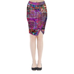 Technology Circuit Board Layout Pattern Midi Wrap Pencil Skirt by Ket1n9