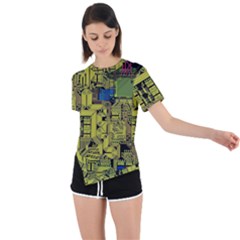 Technology Circuit Board Asymmetrical Short Sleeve Sports T-shirt by Ket1n9