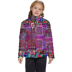 Technology Circuit Board Layout Pattern Kids  Puffer Bubble Jacket Coat by Ket1n9