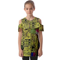 Technology Circuit Board Fold Over Open Sleeve Top by Ket1n9