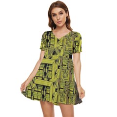 Technology Circuit Board Tiered Short Sleeve Babydoll Dress by Ket1n9