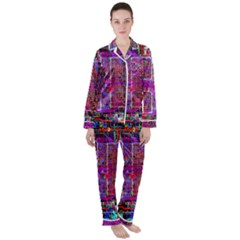 Technology Circuit Board Layout Pattern Women s Long Sleeve Satin Pajamas Set	 by Ket1n9