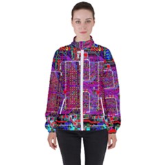 Technology Circuit Board Layout Pattern Women s High Neck Windbreaker by Ket1n9