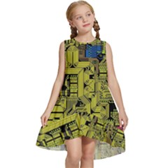 Technology Circuit Board Kids  Frill Swing Dress by Ket1n9