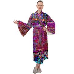 Technology Circuit Board Layout Pattern Maxi Velvet Kimono by Ket1n9