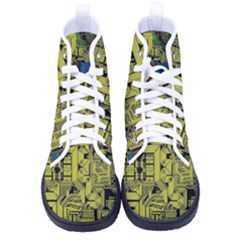 Technology Circuit Board Men s High-top Canvas Sneakers