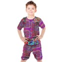 Technology Circuit Board Layout Pattern Kids  T-Shirt and Shorts Set View1