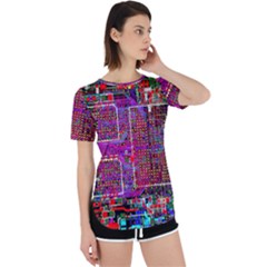 Technology Circuit Board Layout Pattern Perpetual Short Sleeve T-shirt by Ket1n9