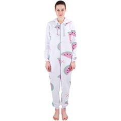 Watermelon Wallpapers  Creative Illustration And Patterns Hooded Jumpsuit (ladies)