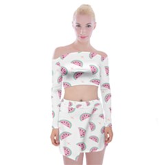 Watermelon Wallpapers  Creative Illustration And Patterns Off Shoulder Top With Mini Skirt Set by Ket1n9