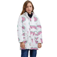 Watermelon Wallpapers  Creative Illustration And Patterns Kids  Hooded Longline Puffer Jacket by Ket1n9