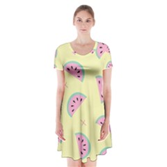 Watermelon Wallpapers  Creative Illustration And Patterns Short Sleeve V-neck Flare Dress by Ket1n9