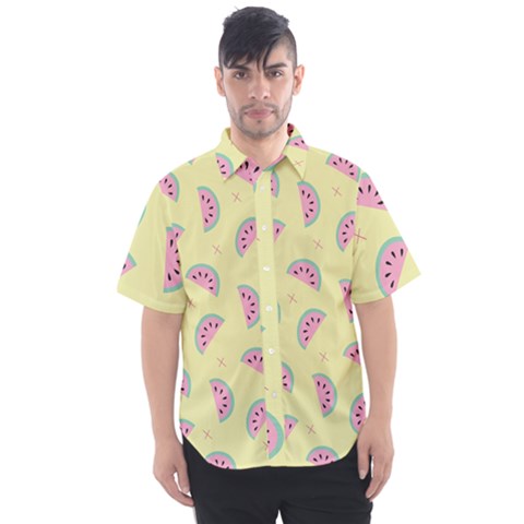 Watermelon Wallpapers  Creative Illustration And Patterns Men s Short Sleeve Shirt by Ket1n9