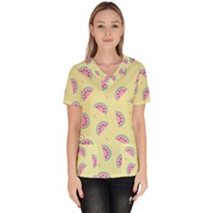 Watermelon Wallpapers  Creative Illustration And Patterns Women s V-neck Scrub Top by Ket1n9