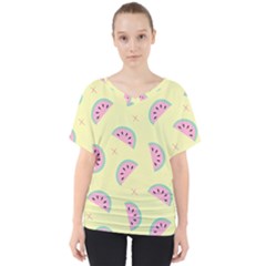 Watermelon Wallpapers  Creative Illustration And Patterns V-neck Dolman Drape Top by Ket1n9