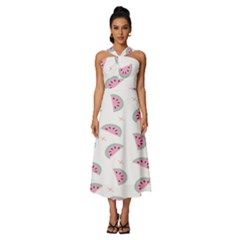 Watermelon Wallpapers  Creative Illustration And Patterns Sleeveless Cross Front Cocktail Midi Chiffon Dress by Ket1n9