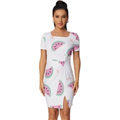 Watermelon Wallpapers  Creative Illustration And Patterns Fitted Knot Split End Bodycon Dress by Ket1n9