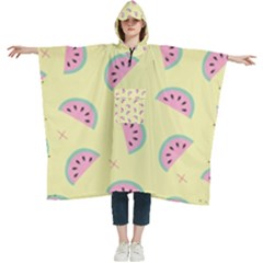 Watermelon Wallpapers  Creative Illustration And Patterns Women s Hooded Rain Ponchos by Ket1n9