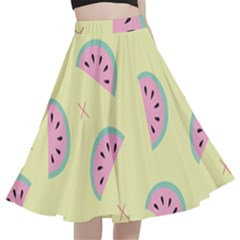 Watermelon Wallpapers  Creative Illustration And Patterns A-line Full Circle Midi Skirt With Pocket by Ket1n9