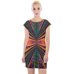 Casanova Abstract Art-colors Cool Druffix Flower Freaky Trippy Cap Sleeve Bodycon Dress by Ket1n9