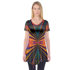 Casanova Abstract Art-colors Cool Druffix Flower Freaky Trippy Short Sleeve Tunic  by Ket1n9