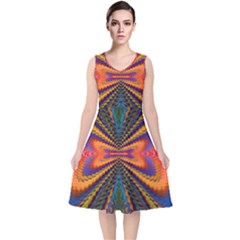 Casanova Abstract Art-colors Cool Druffix Flower Freaky Trippy V-neck Midi Sleeveless Dress  by Ket1n9