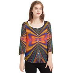 Casanova Abstract Art-colors Cool Druffix Flower Freaky Trippy Chiffon Quarter Sleeve Blouse by Ket1n9