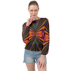 Casanova Abstract Art-colors Cool Druffix Flower Freaky Trippy Banded Bottom Chiffon Top by Ket1n9