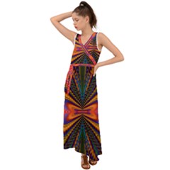 Casanova Abstract Art-colors Cool Druffix Flower Freaky Trippy V-neck Chiffon Maxi Dress by Ket1n9