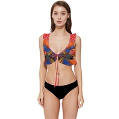 Casanova Abstract Art-colors Cool Druffix Flower Freaky Trippy Low Cut Ruffle Edge Bikini Top