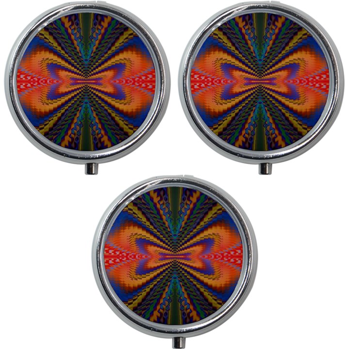 Casanova Abstract Art-colors Cool Druffix Flower Freaky Trippy Mini Round Pill Box (Pack of 3)