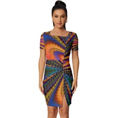 Casanova Abstract Art-colors Cool Druffix Flower Freaky Trippy Fitted Knot Split End Bodycon Dress by Ket1n9