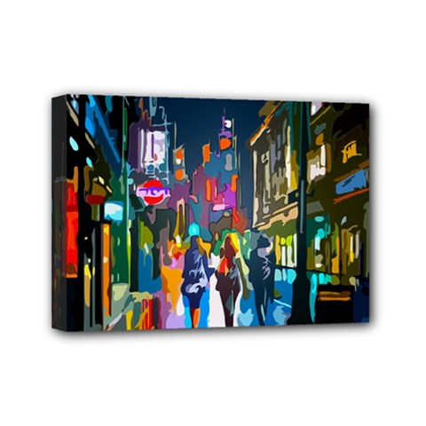 Abstract-vibrant-colour-cityscape Mini Canvas 7  X 5  (stretched) by Ket1n9