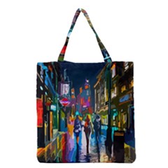 Abstract-vibrant-colour-cityscape Grocery Tote Bag by Ket1n9