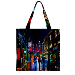 Abstract-vibrant-colour-cityscape Zipper Grocery Tote Bag by Ket1n9