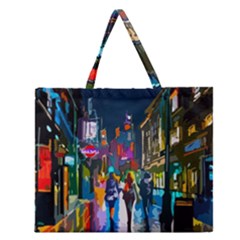 Abstract-vibrant-colour-cityscape Zipper Large Tote Bag by Ket1n9