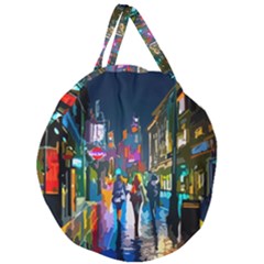 Abstract-vibrant-colour-cityscape Giant Round Zipper Tote by Ket1n9