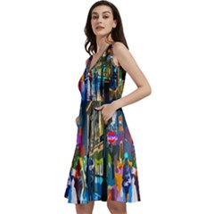 Abstract-vibrant-colour-cityscape Sleeveless V-neck Skater Dress With Pockets by Ket1n9