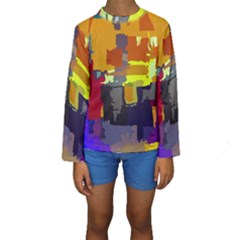 Abstract-vibrant-colour Kids  Long Sleeve Swimwear by Ket1n9