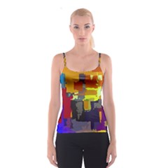 Abstract-vibrant-colour Spaghetti Strap Top by Ket1n9