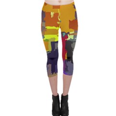 Abstract-vibrant-colour Capri Leggings  by Ket1n9