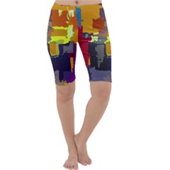 Abstract-vibrant-colour Cropped Leggings  by Ket1n9