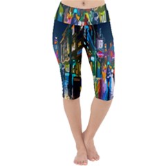 Abstract-vibrant-colour-cityscape Lightweight Velour Cropped Yoga Leggings by Ket1n9