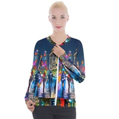 Abstract-vibrant-colour-cityscape Casual Zip Up Jacket by Ket1n9