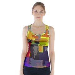 Abstract-vibrant-colour Racer Back Sports Top