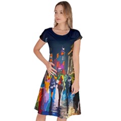 Abstract-vibrant-colour-cityscape Classic Short Sleeve Dress by Ket1n9