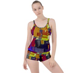 Abstract-vibrant-colour Boyleg Tankini Set  by Ket1n9