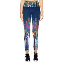 Abstract-vibrant-colour-cityscape Pocket Leggings  by Ket1n9