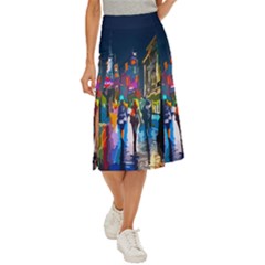 Abstract-vibrant-colour-cityscape Midi Panel Skirt by Ket1n9