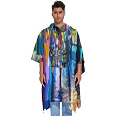 Abstract-vibrant-colour-cityscape Men s Hooded Rain Ponchos by Ket1n9